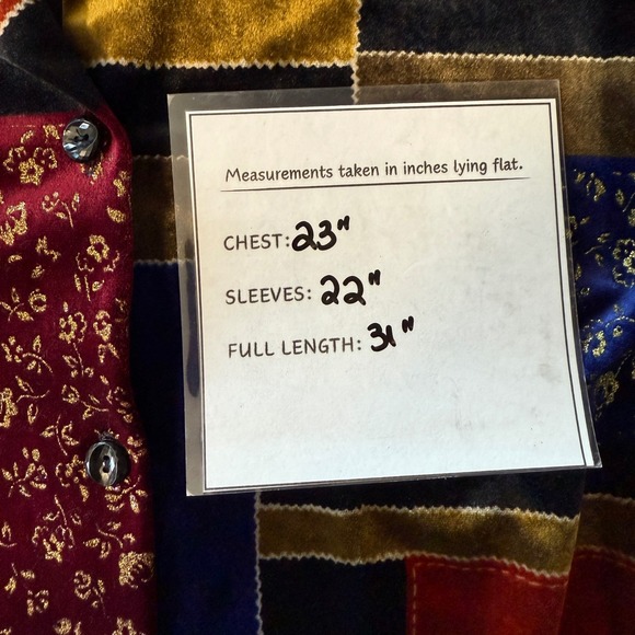 Susan Graver Style Patchwork Velvet Button Down Long Sleeve Top - Size M‎ - Picture 8 of 9